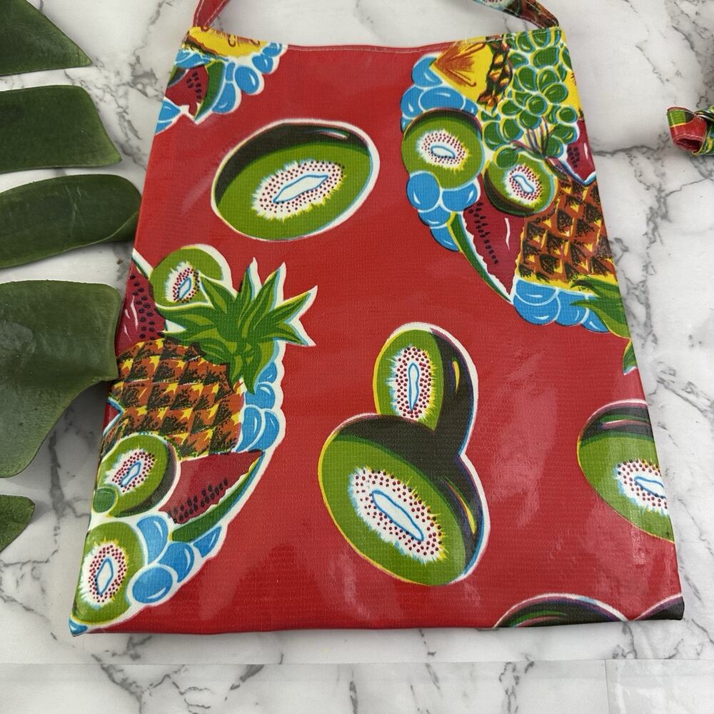 Vintage Y2k Fruit Print Shoulder Bag Purse Coated Canvas Mexico Shopping Retro - Picture 2 of 6